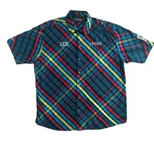 Vintage COOGI Short Sleeve Button Up Shirt Colorful Plaid Button Down 3XL